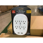 Globe Wall 6-Outlet 2-USB Surge Tap (CASE) 074267