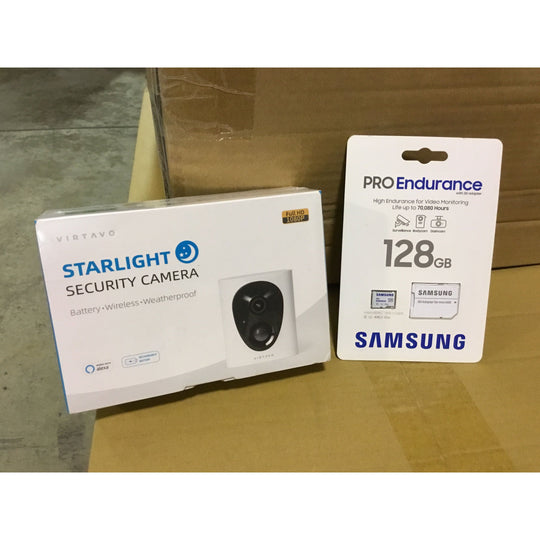 (Lot of 2) Virtavo Starlight Security Camera + Samsung 128GB Pro Endurance